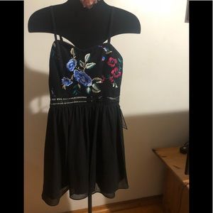 flower Dress Embroidery  black dress